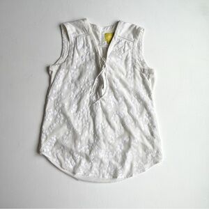 Anthropology Maeve White Blouse with Floral Lace Overlay